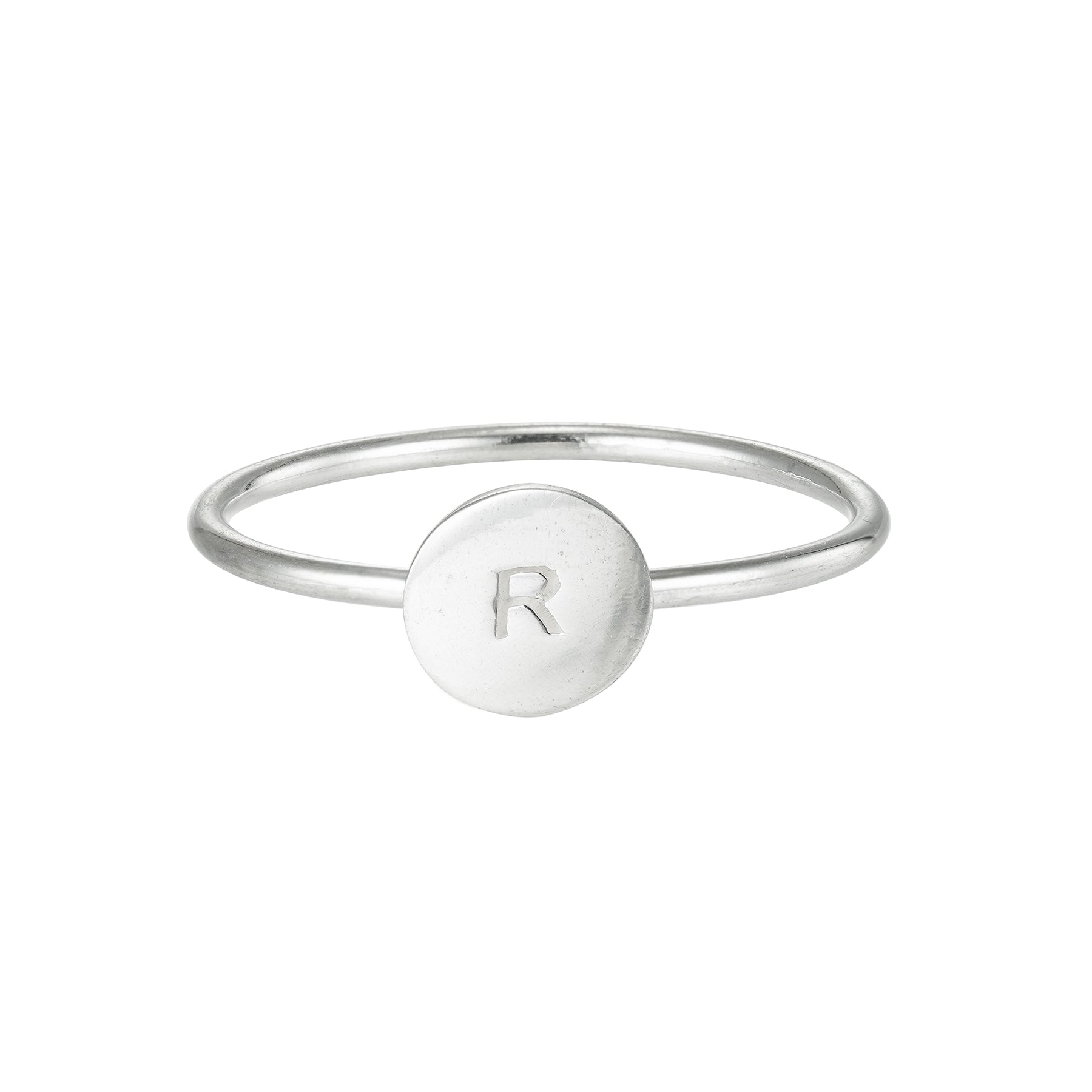 Silver Initial Disc Ring