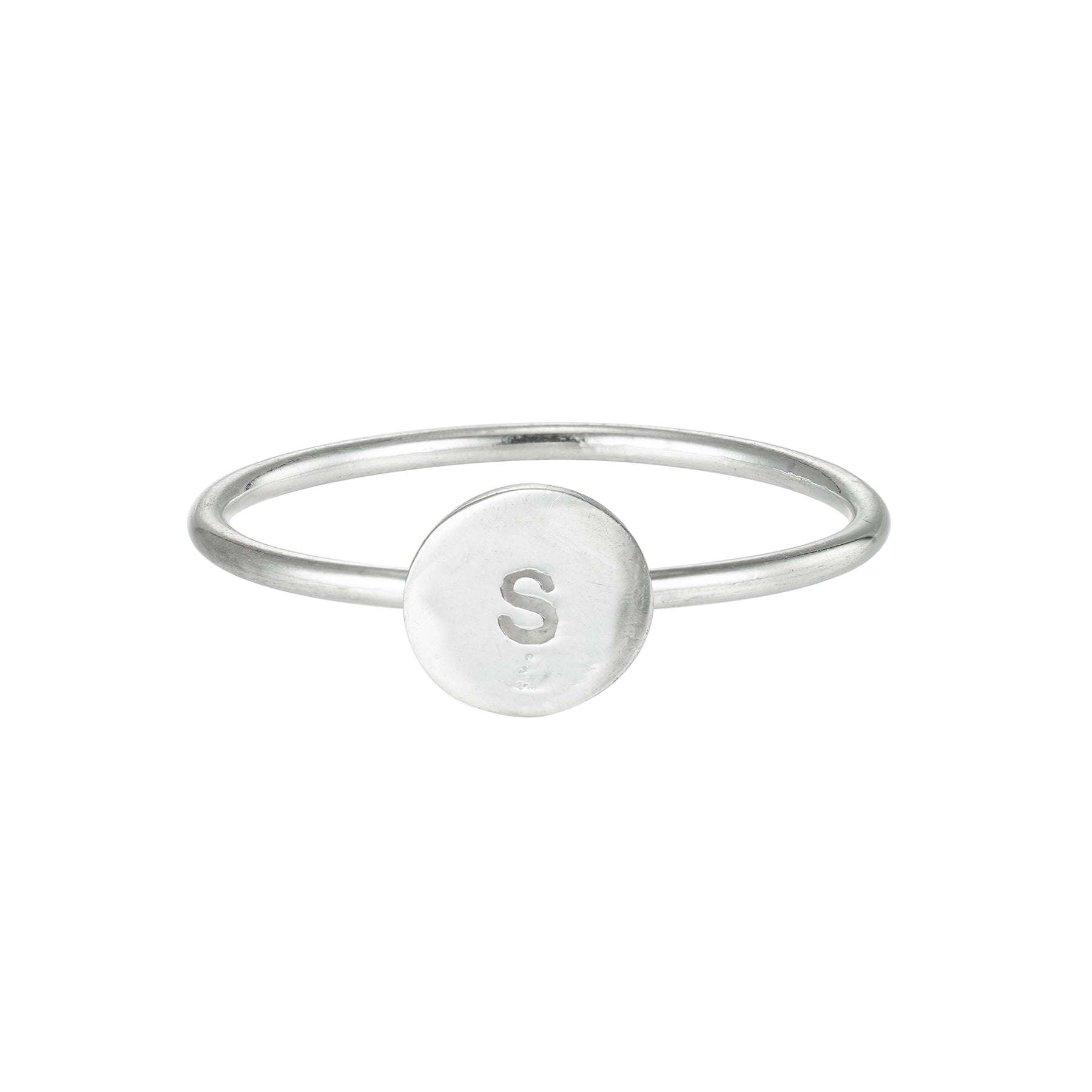 Silver Initial Disc Ring