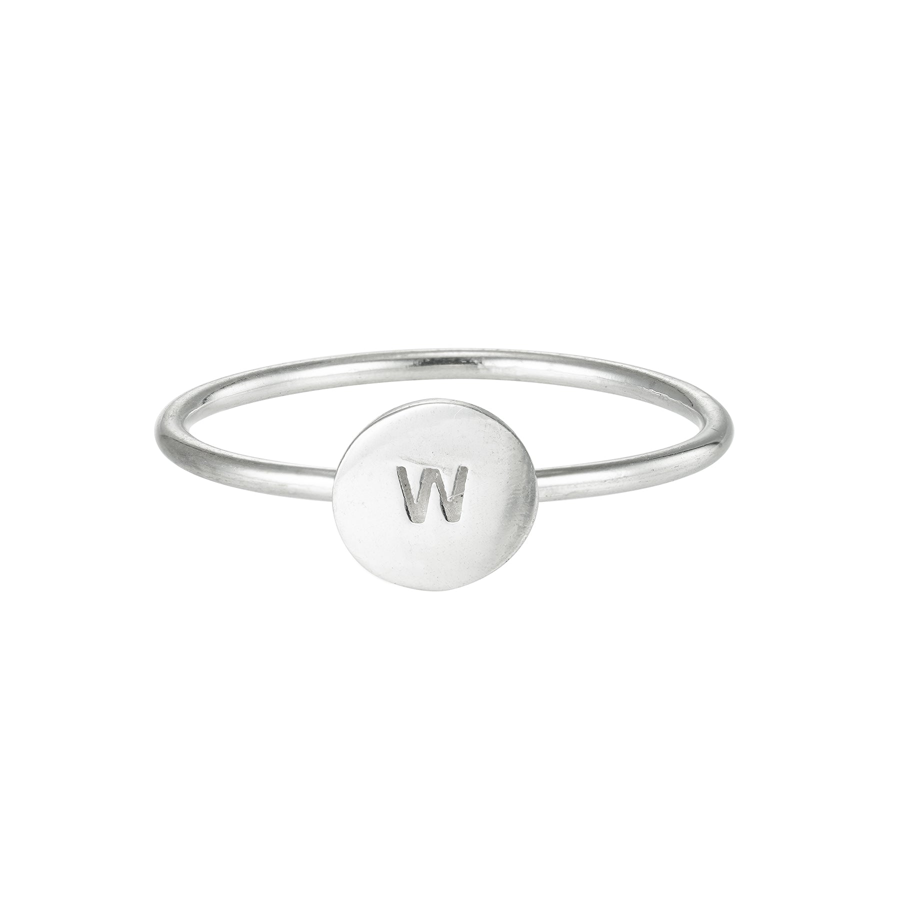 Silver Initial Disc Ring