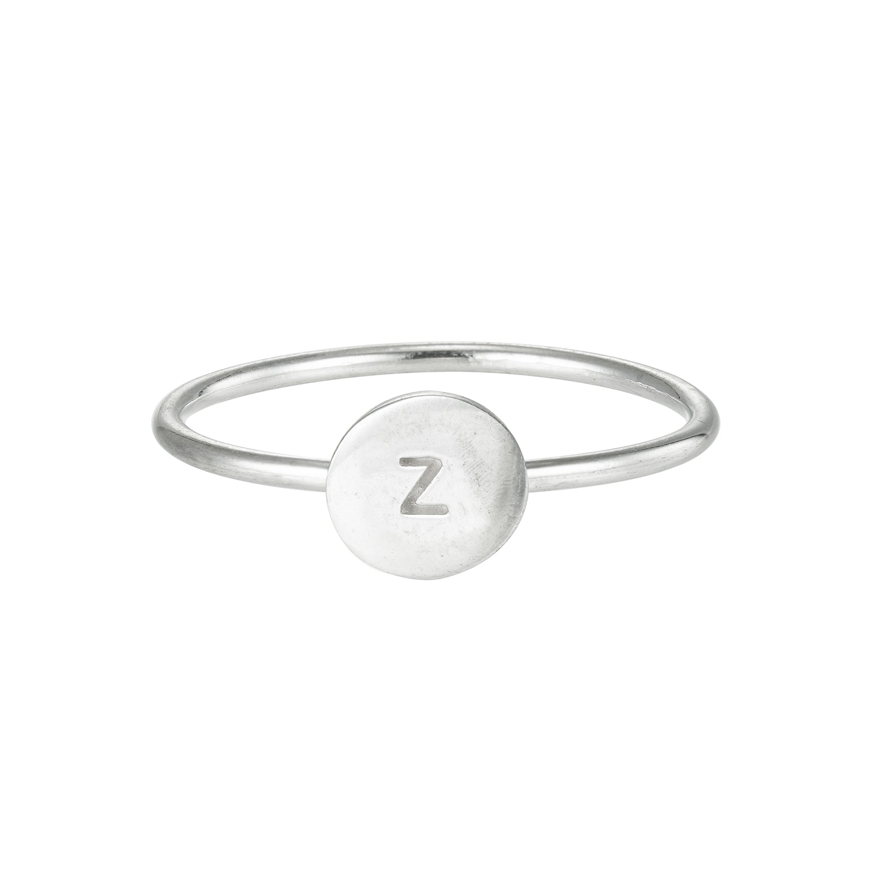 Silver Initial Disc Ring