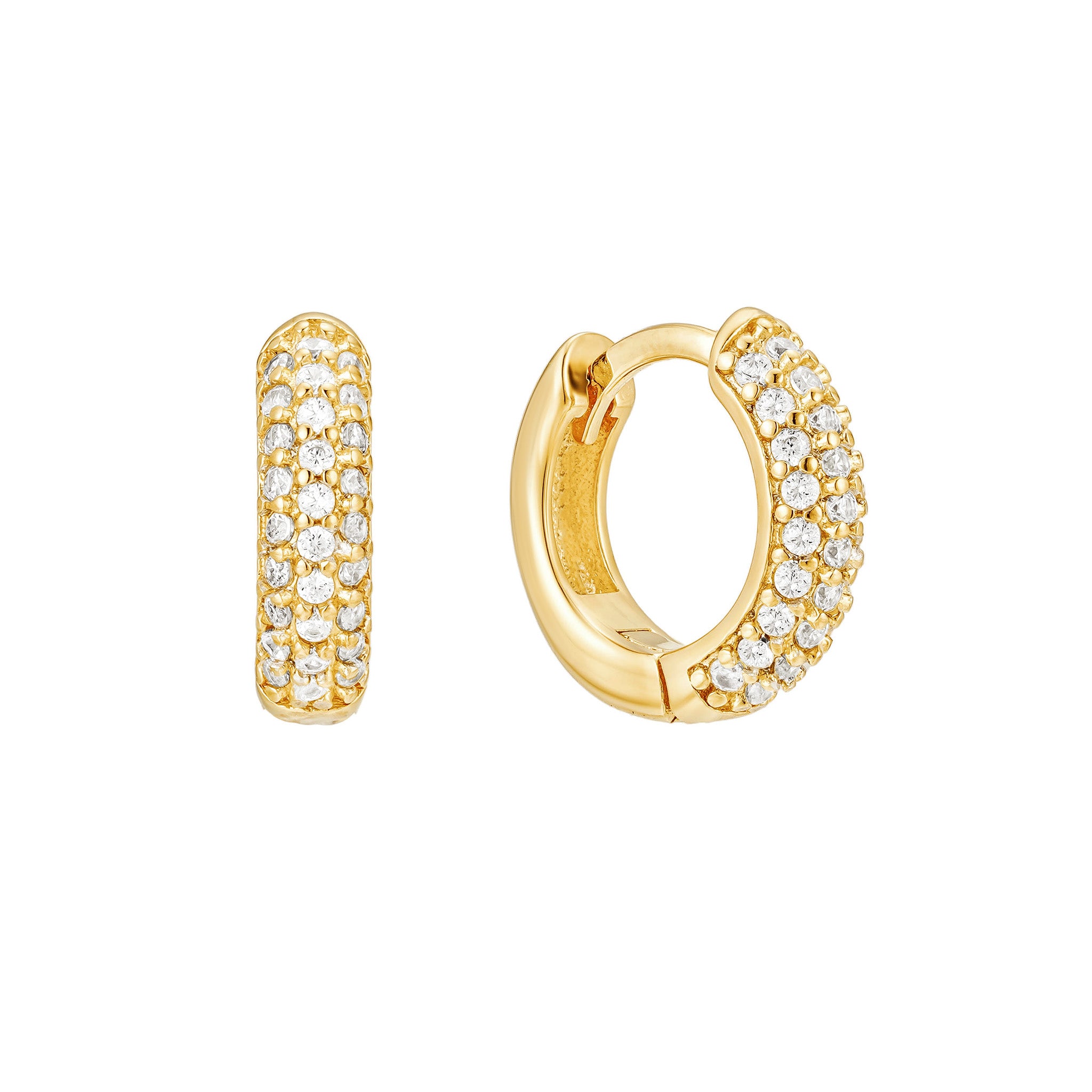 Gold Chunky Pavè Hoops