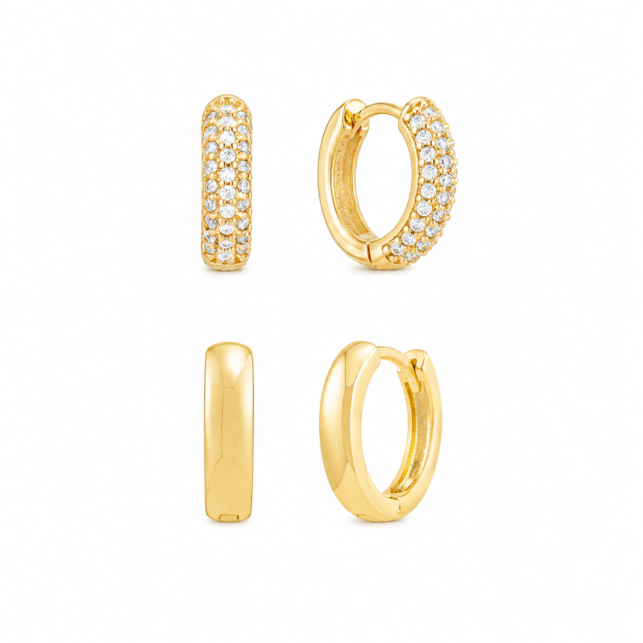 Gold Minimalist Bling Hoop Bundle