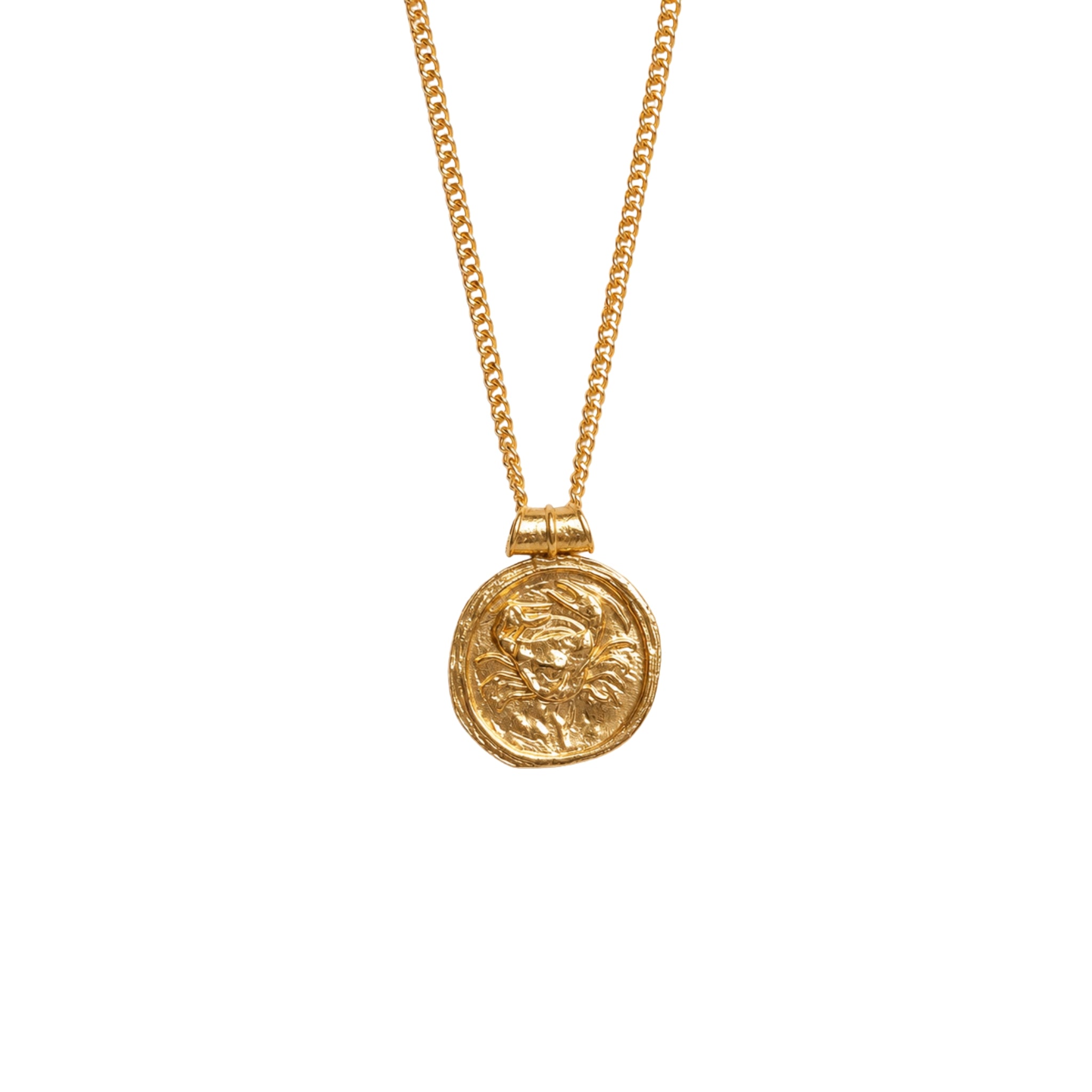 Gold Textured Crab Coin Necklace