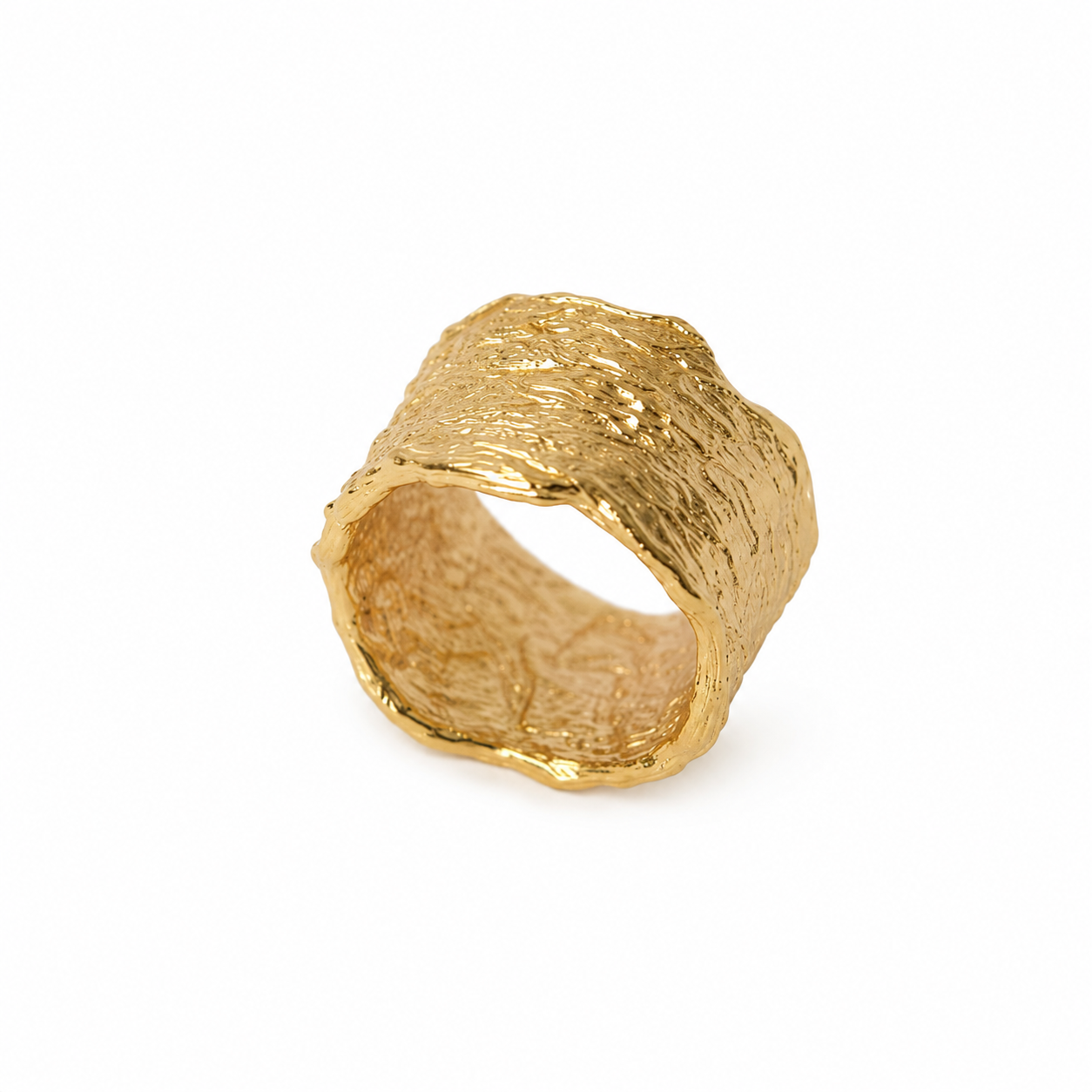 Wide Textured Band Ring