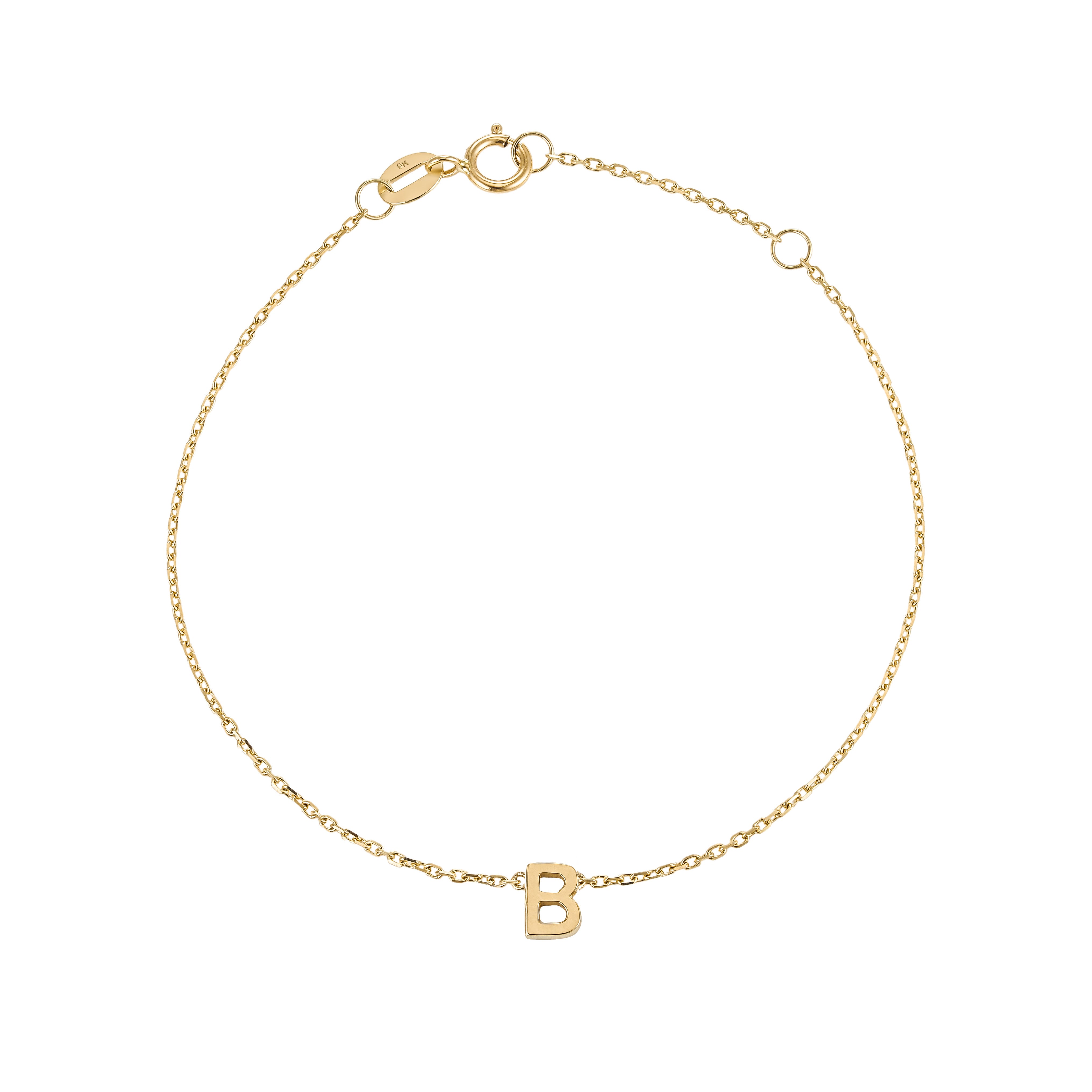 9K Solid Gold Petite Initial Bracelet