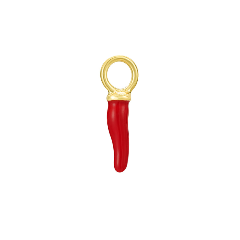 Gold Red Chilli Cornicello Pendant