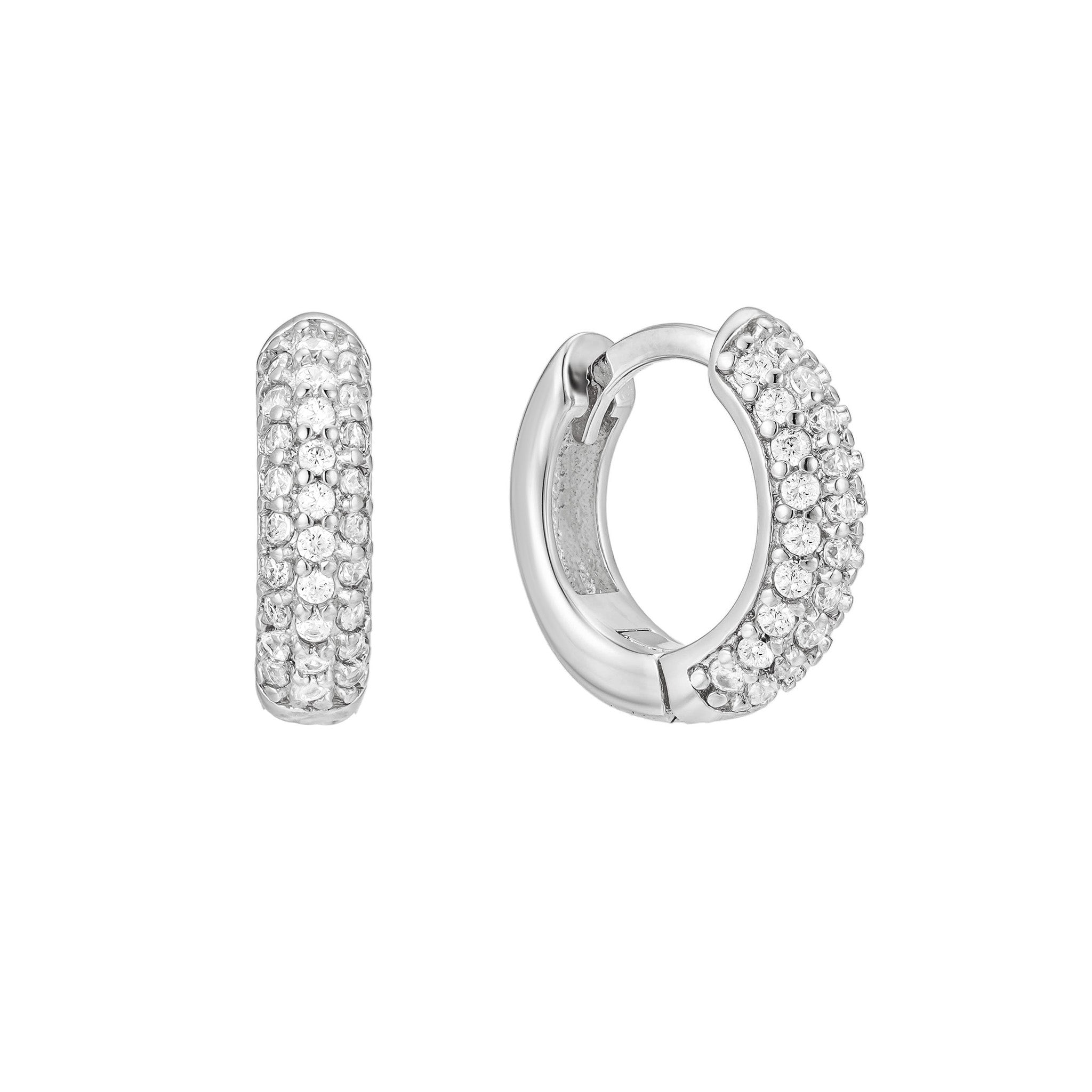 Silver Chunky Pavè Hoops