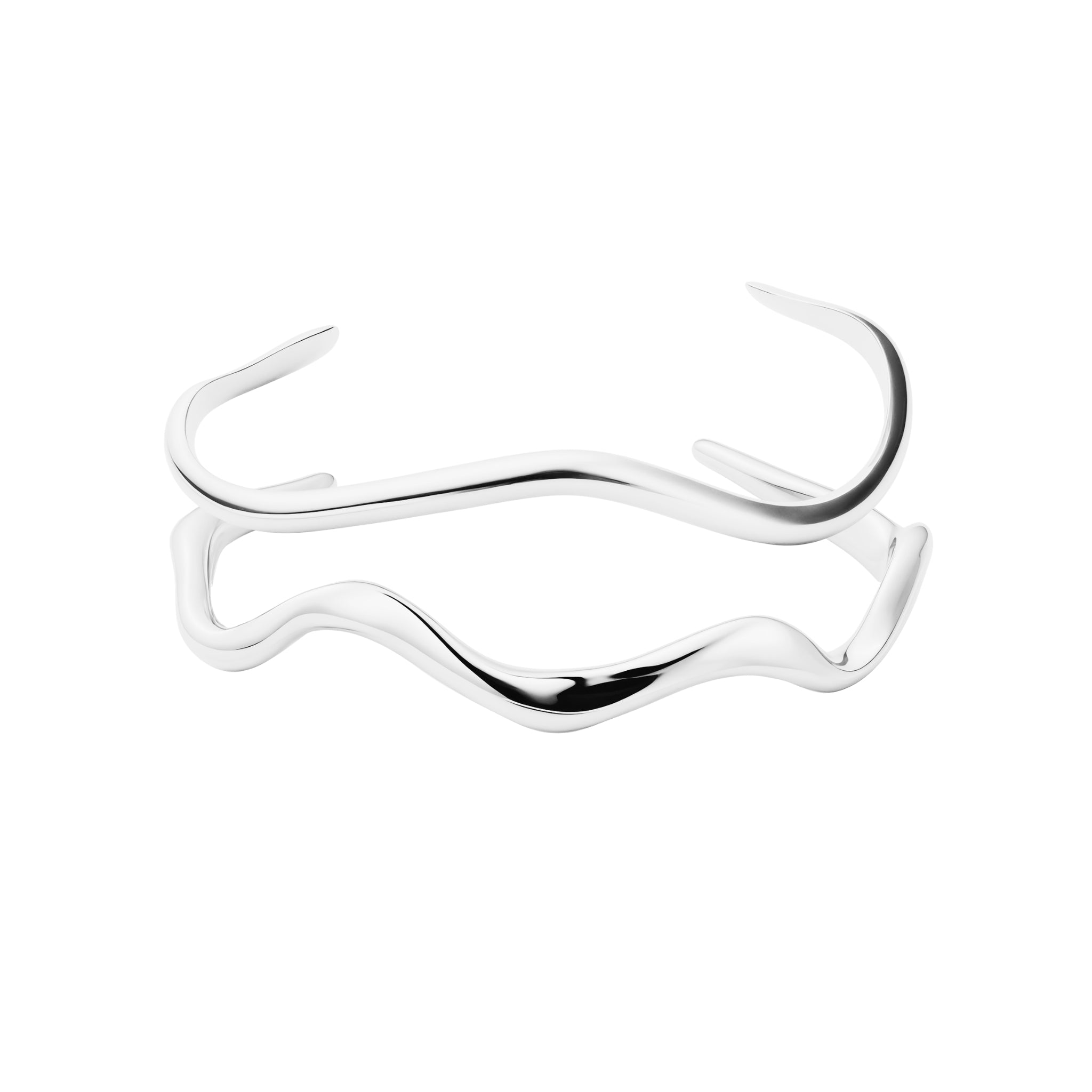 Silver Wavy Bangle Stack | Waterproof