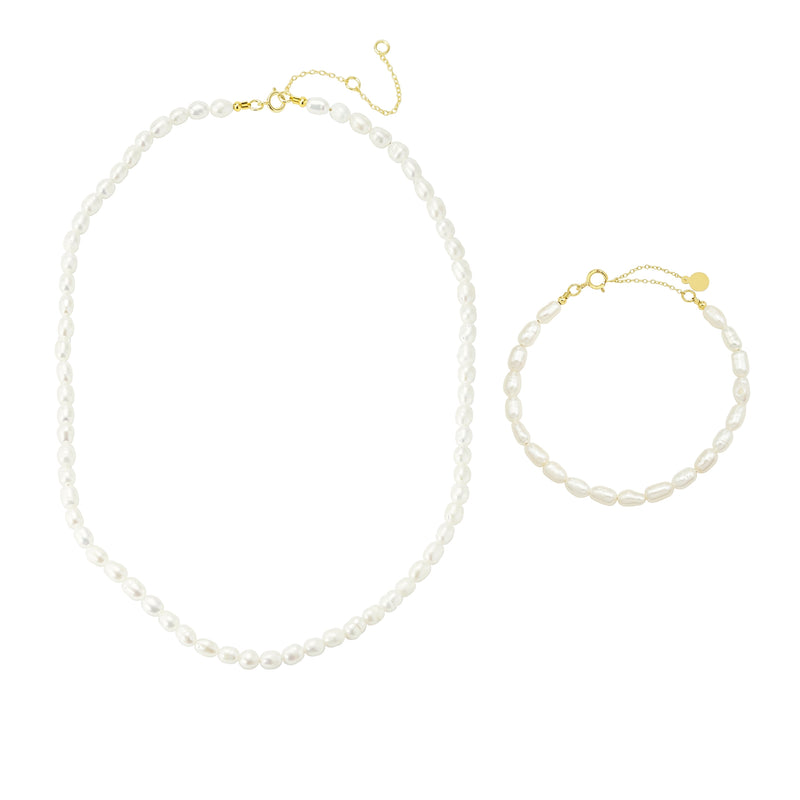 Baroque Freshwater Pearl Necklace and Bracelet Bundle