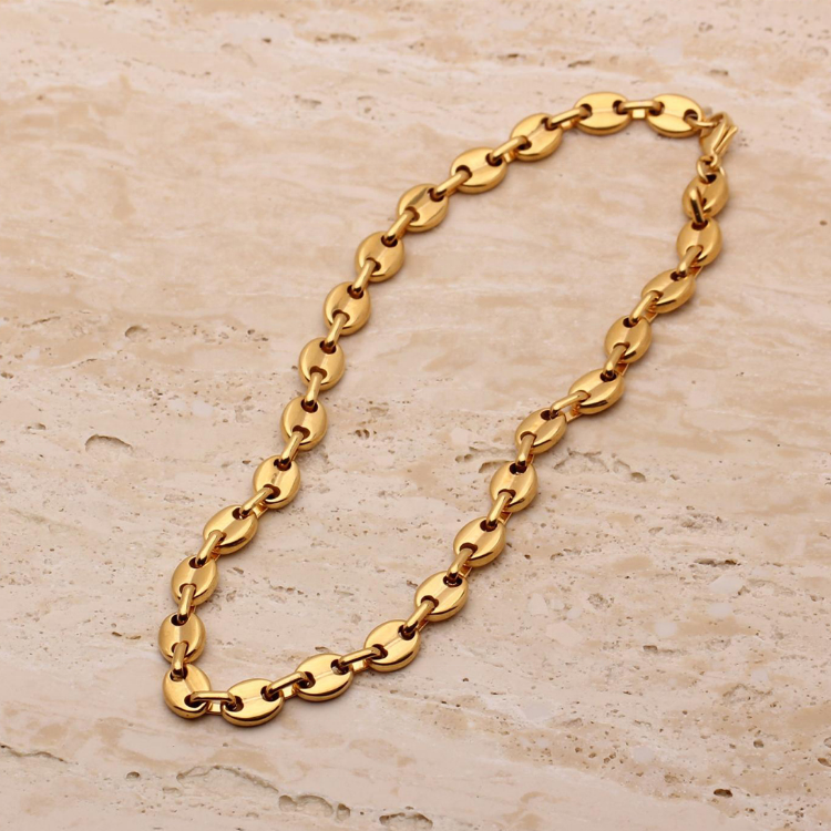 Gold Statement Coffee Bean Link Chain | Waterproof