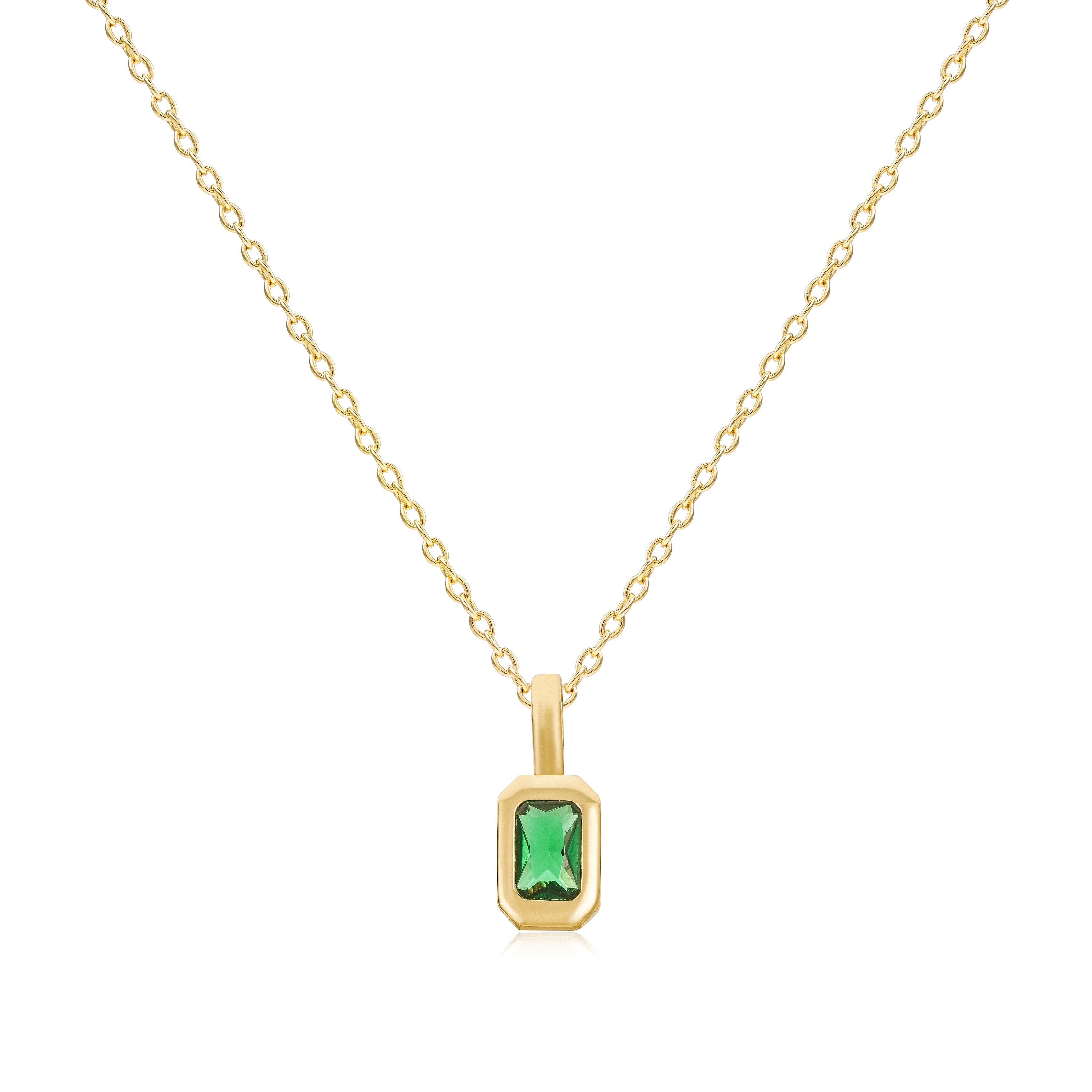 Gold Emerald Bezel Necklace