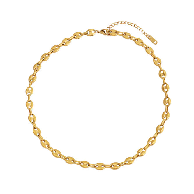 Gold Statement Coffee Bean Link Chain | Waterproof