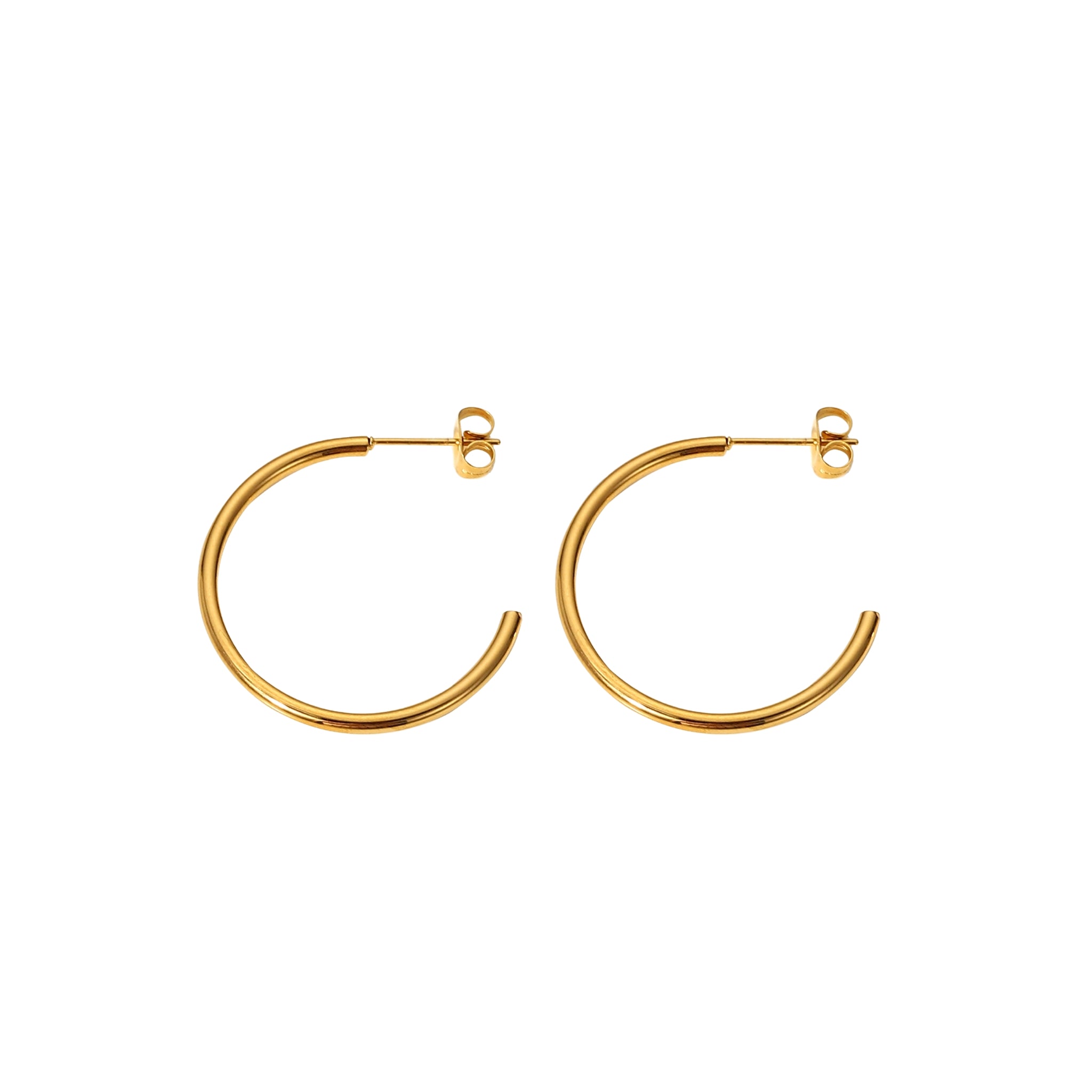 Gold Thin Tube Hoops | Waterproof