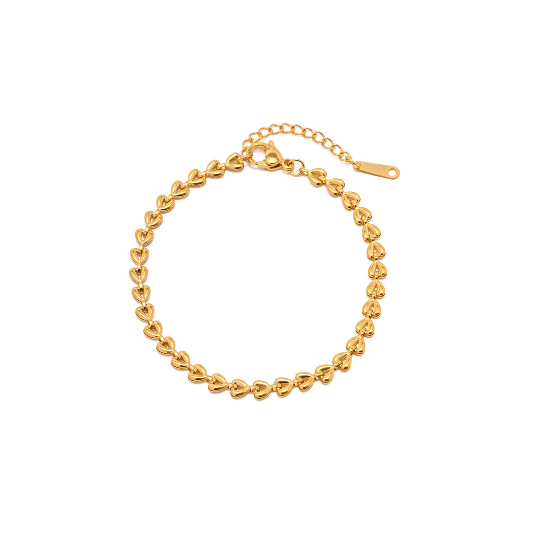 Gold Tiny Hearts Chain Bracelet | Waterproof