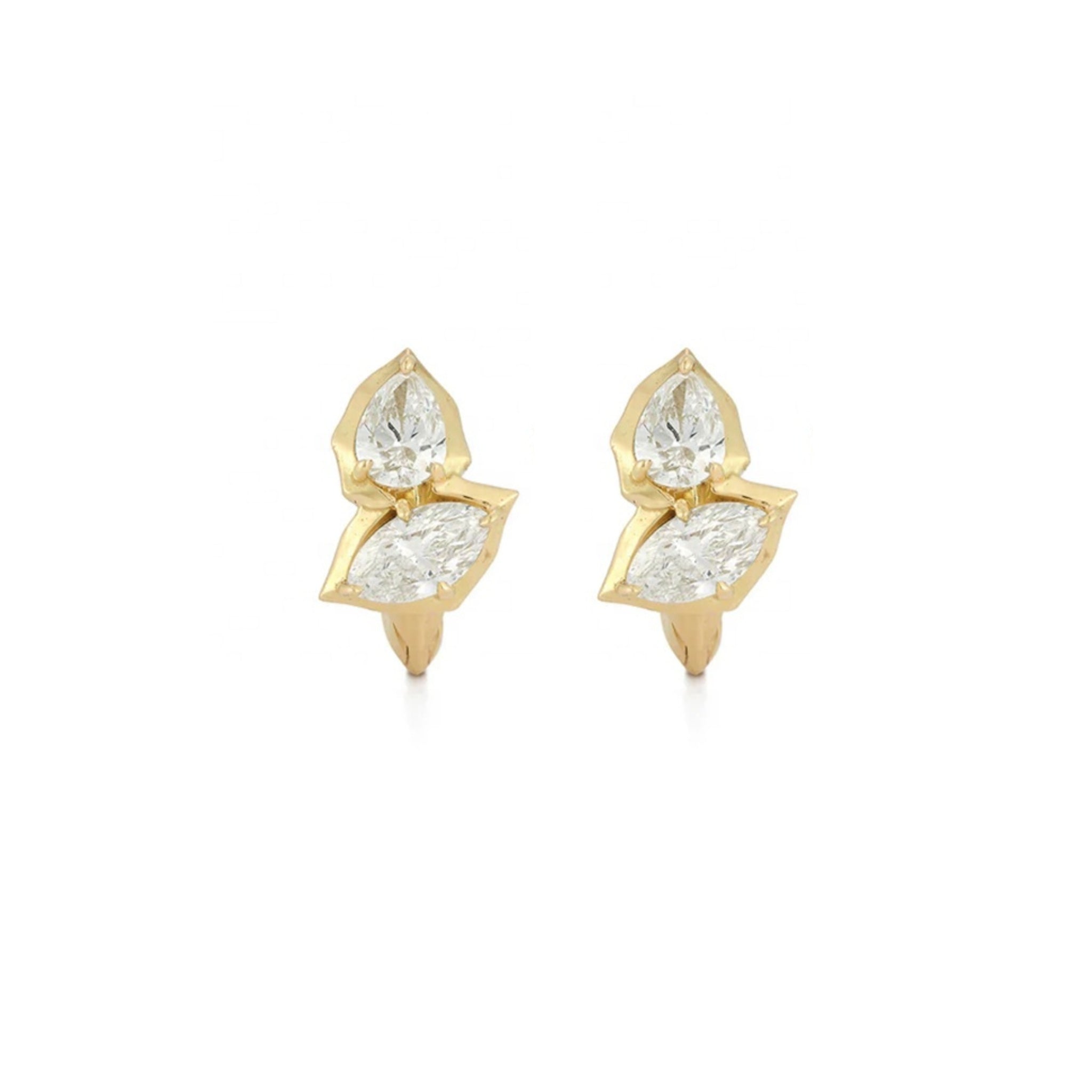 Gold Pear Marquise Huggie Hoops