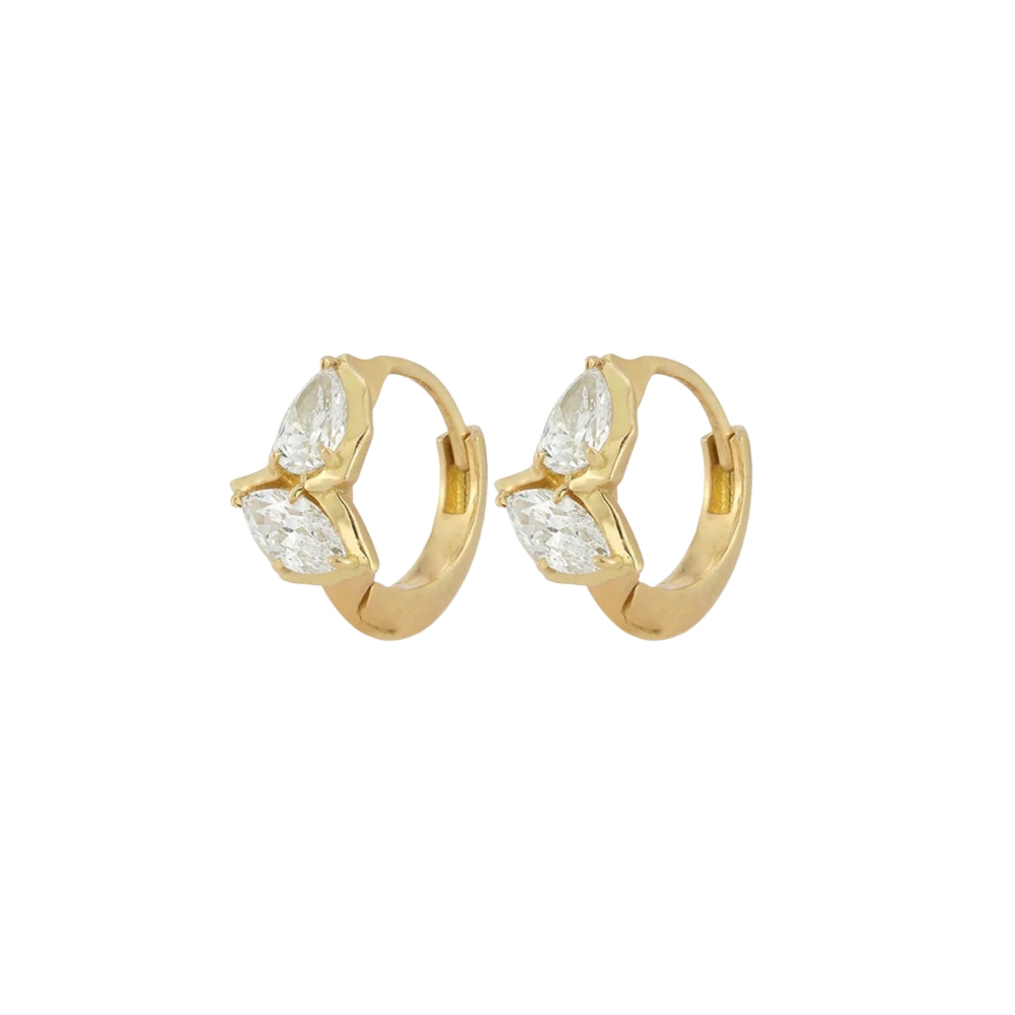 Gold Pear Marquise Huggie Hoops