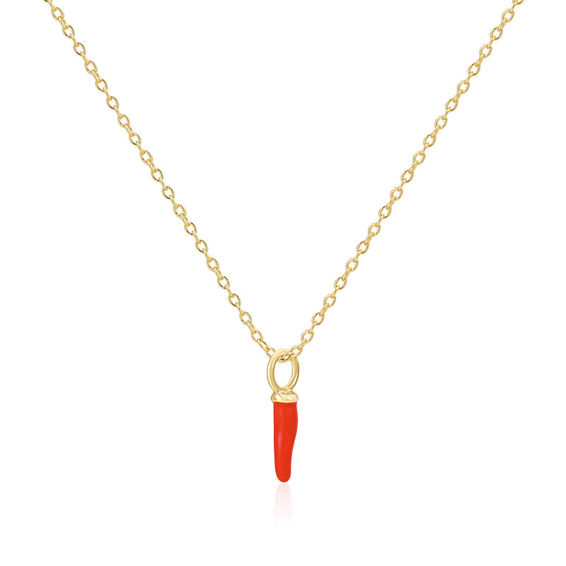 Gold Red Chilli Cornicello Necklace