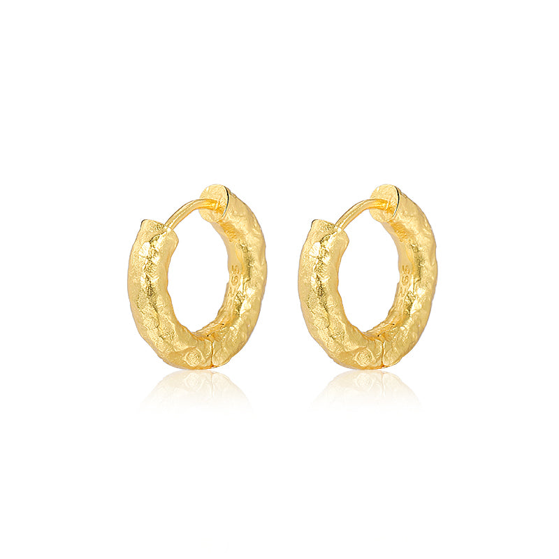 Gold Textured Everyday Hoops