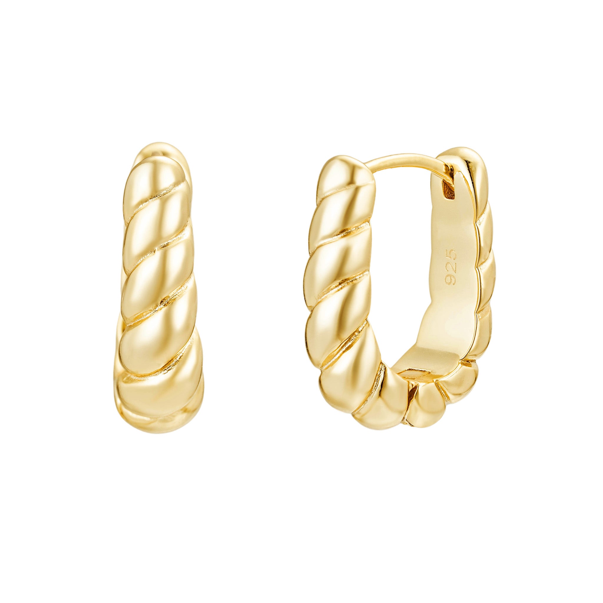 Gold Chunky Twist Tapered Hoop Earrings