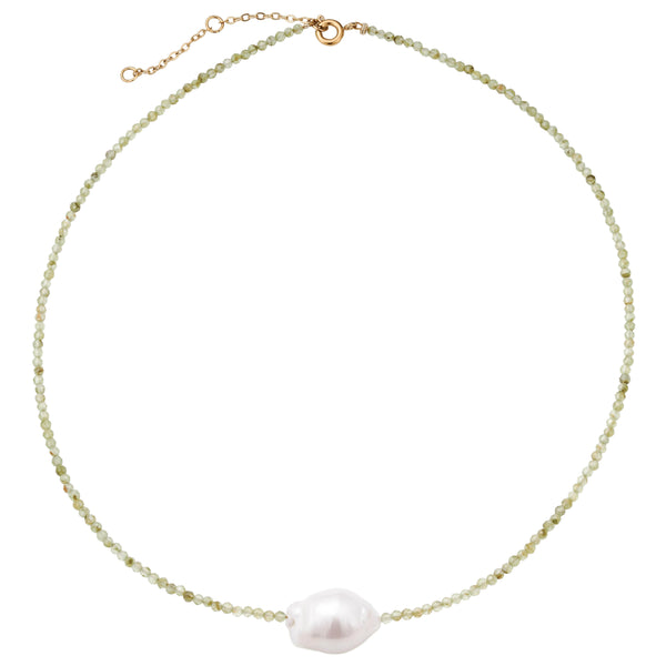 Peridot Faceted Beaded Pearl Necklace