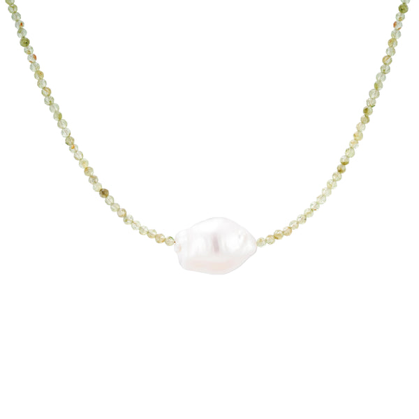Peridot Faceted Beaded Pearl Necklace