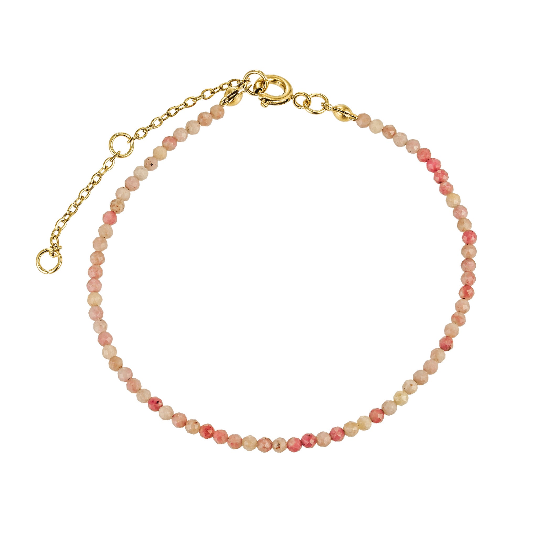 Gold Rhodochrosite Faceted Beaded Bracelet