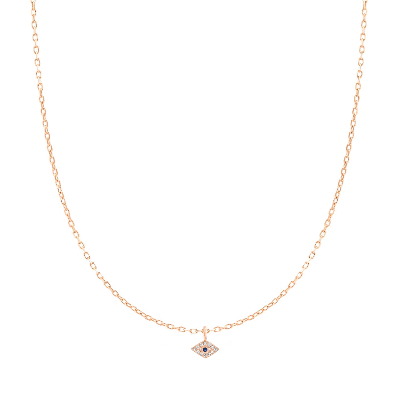 Rose gold Sapphire Evil Eye Necklace