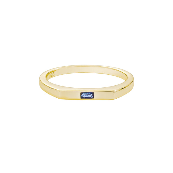 Gold Rectangular Sapphire Signet Ring - Light Gold