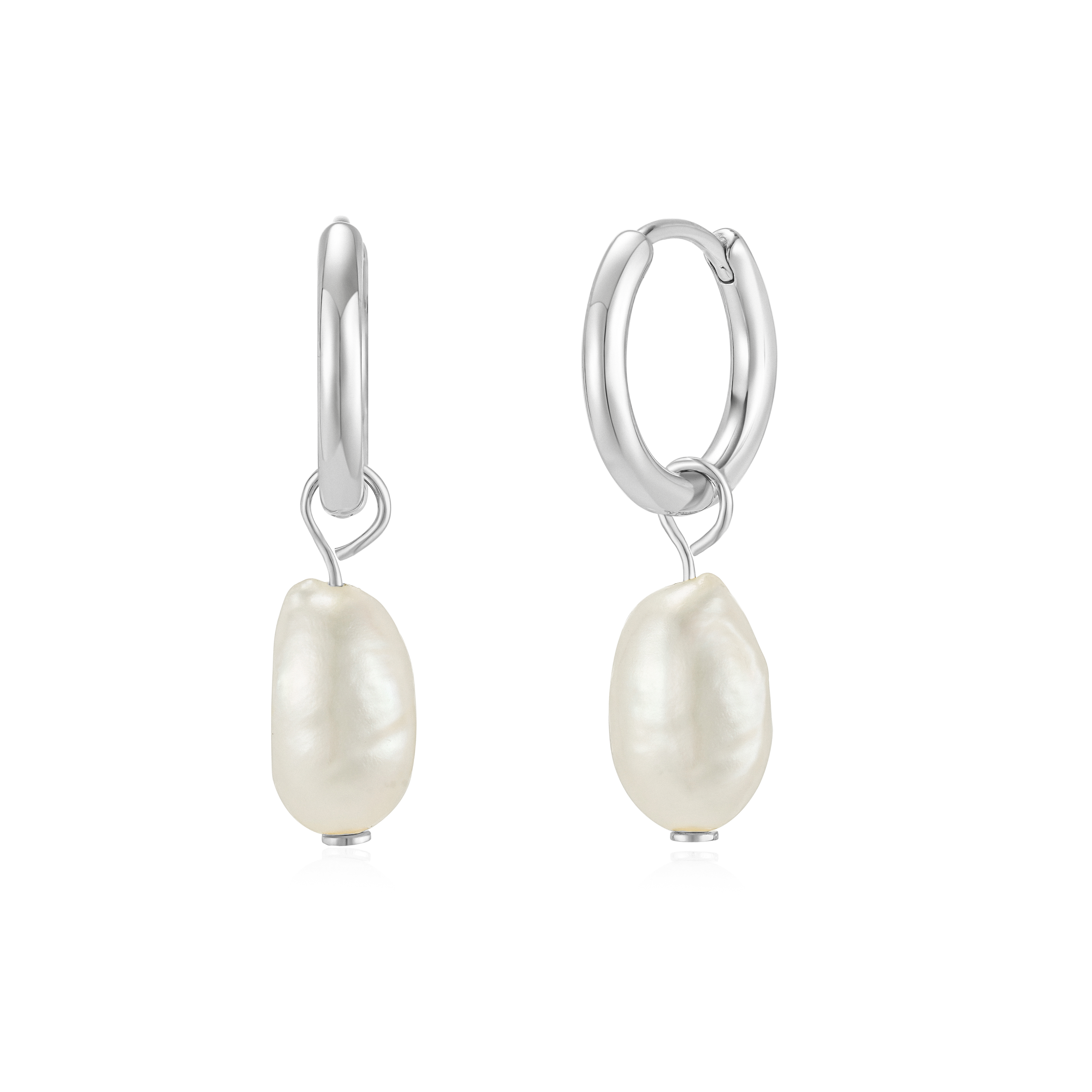 Silver Baroque Freshwater Pearl Hoops - PRE-ORDER