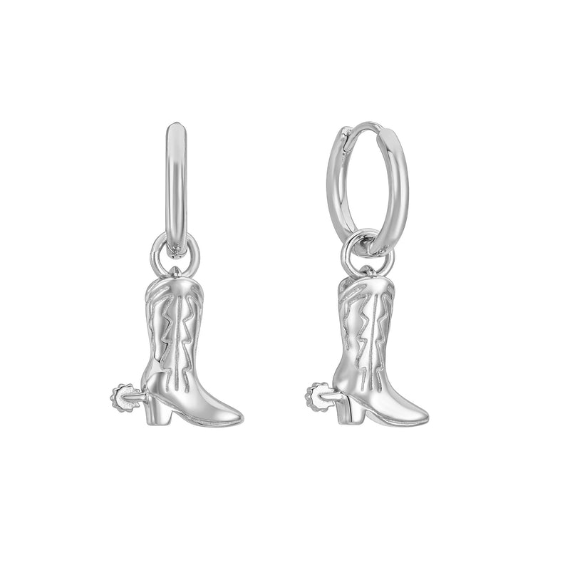 Silver Cowboy Boot Hoops