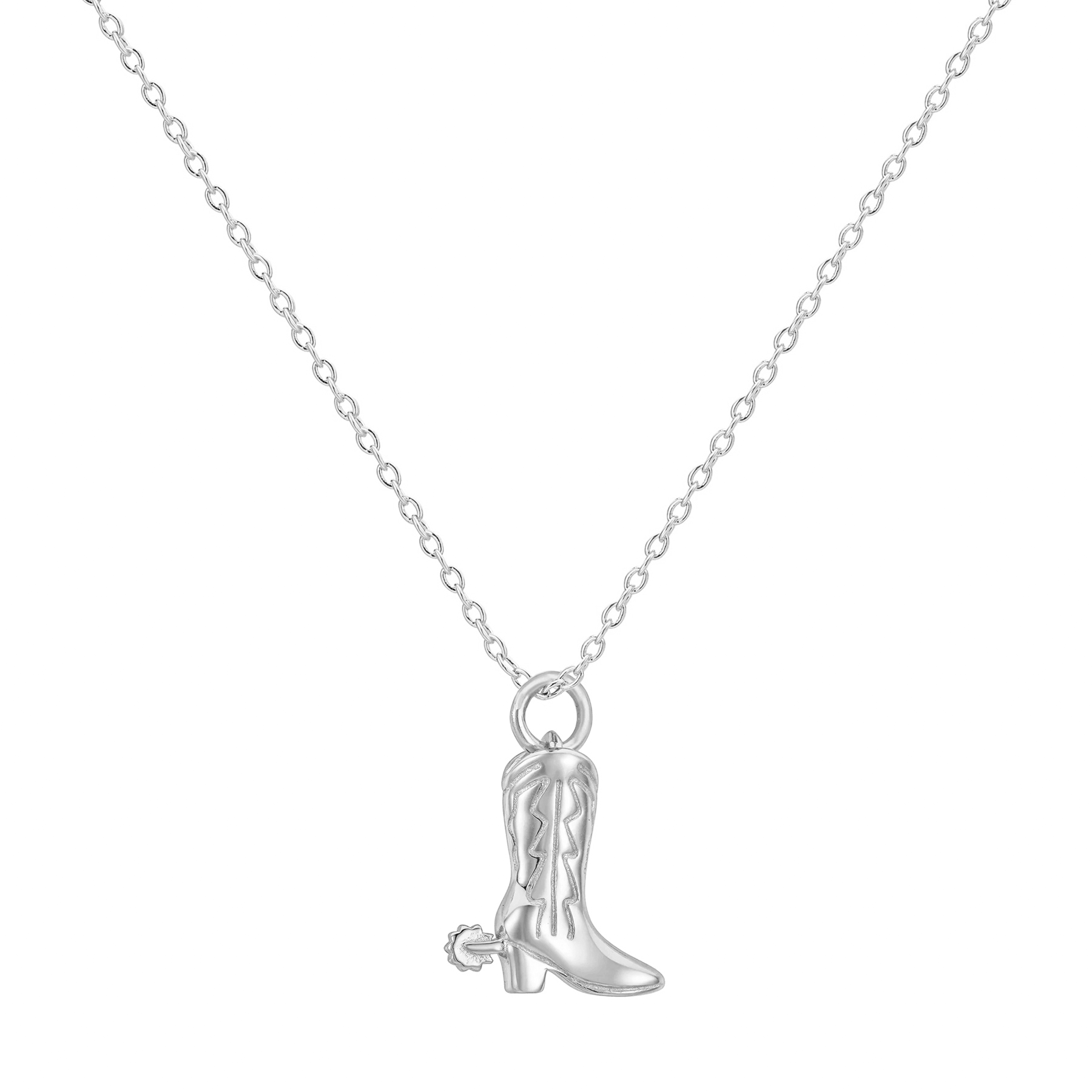 Silver Cowboy Boot Necklace