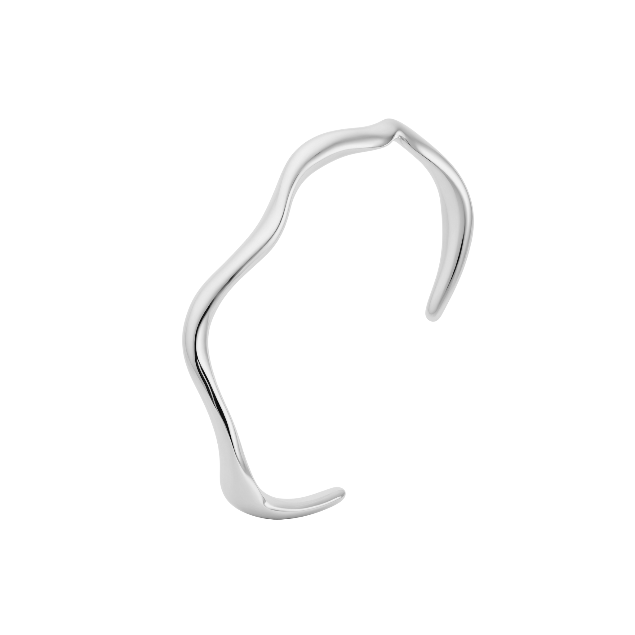 Silver Irregular Wavy Cuff Bangle | Waterproof