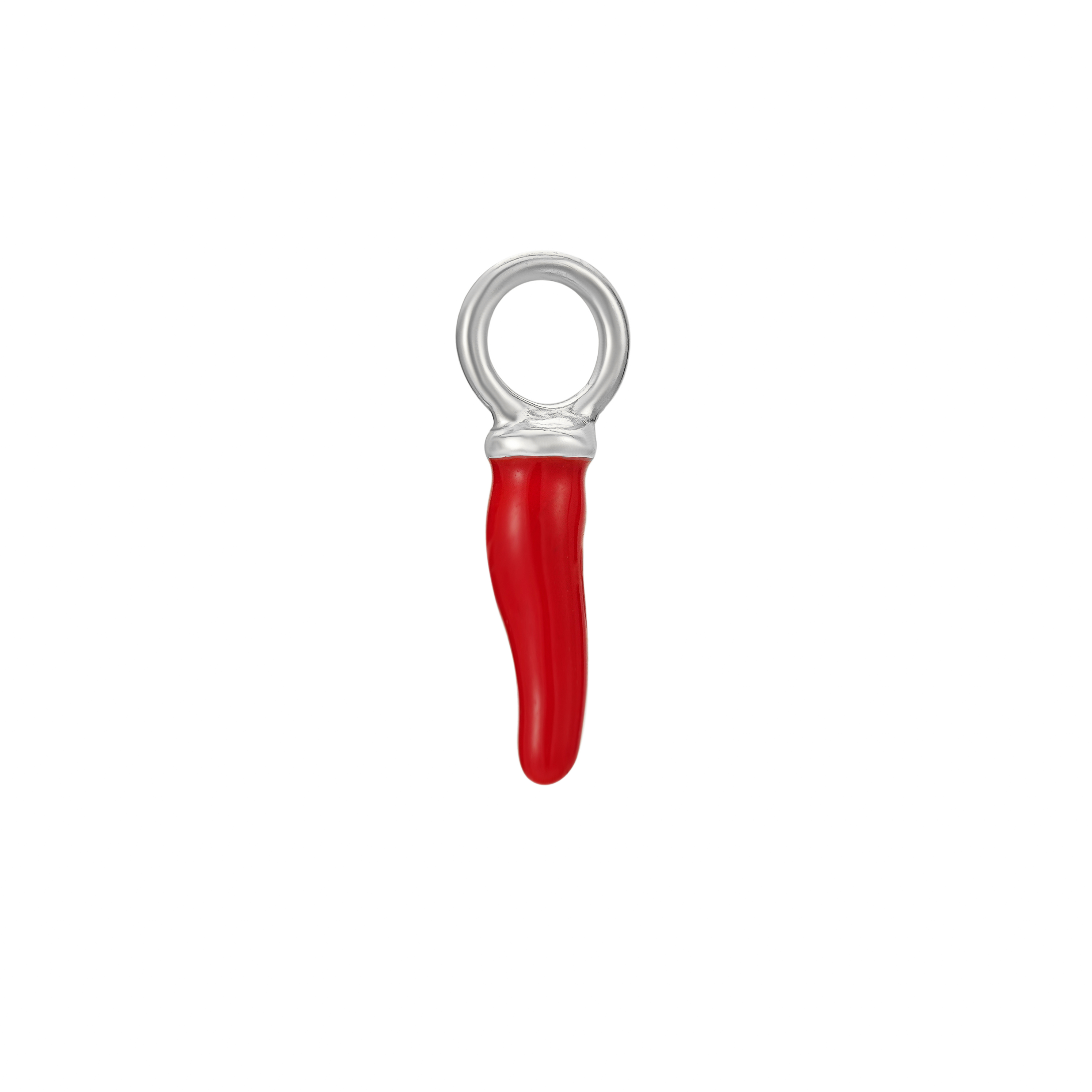 Silver Red Chilli Cornicello Pendant