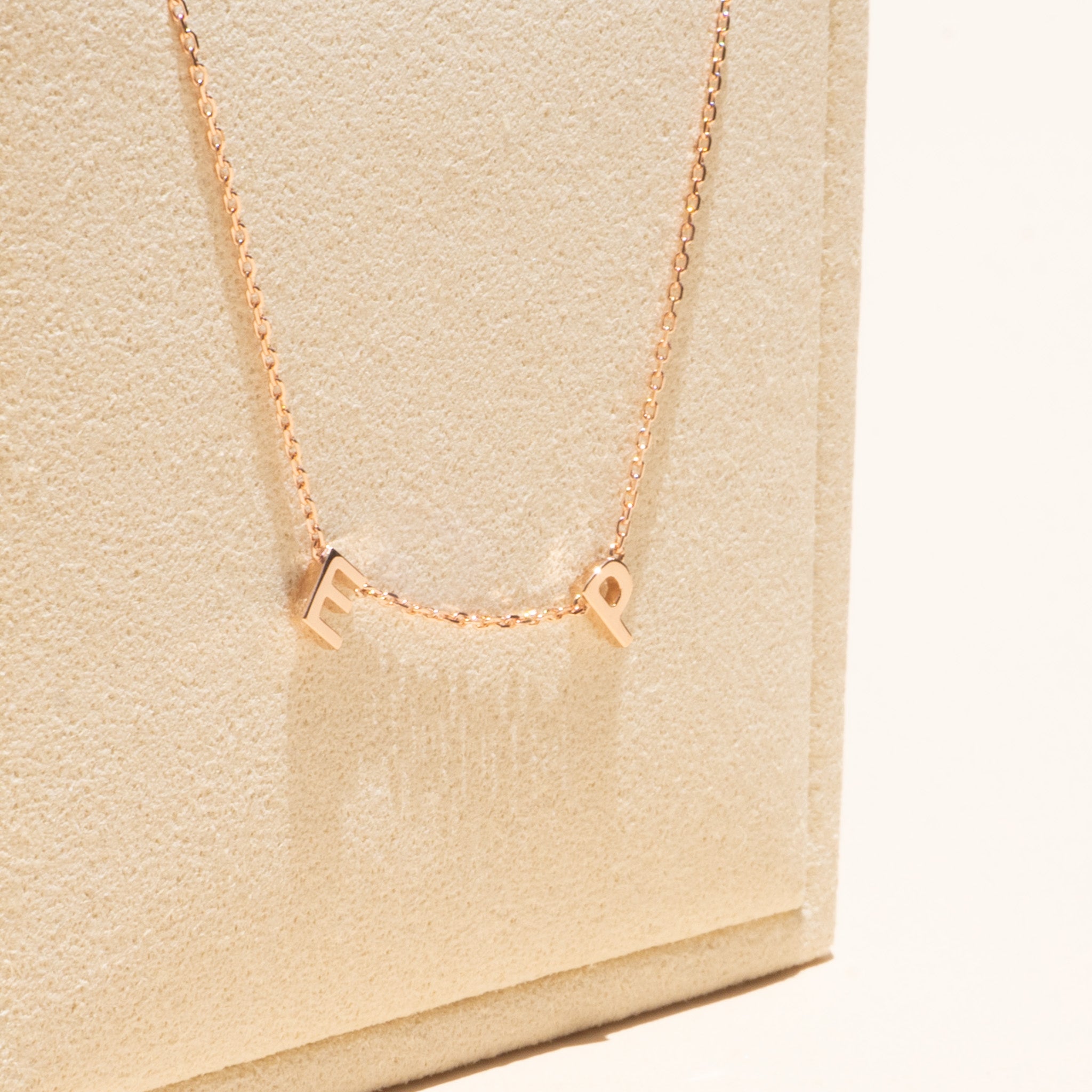 9K Solid Rose Gold Petite Initial Necklace