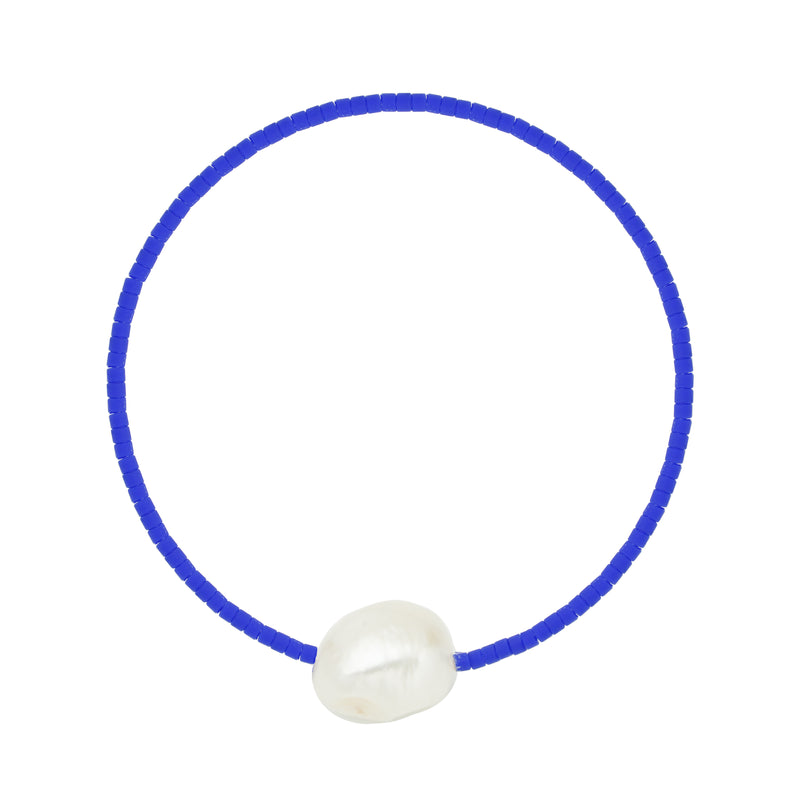 Cobalt Blue Freshwater Pearl Beaded Bracelet