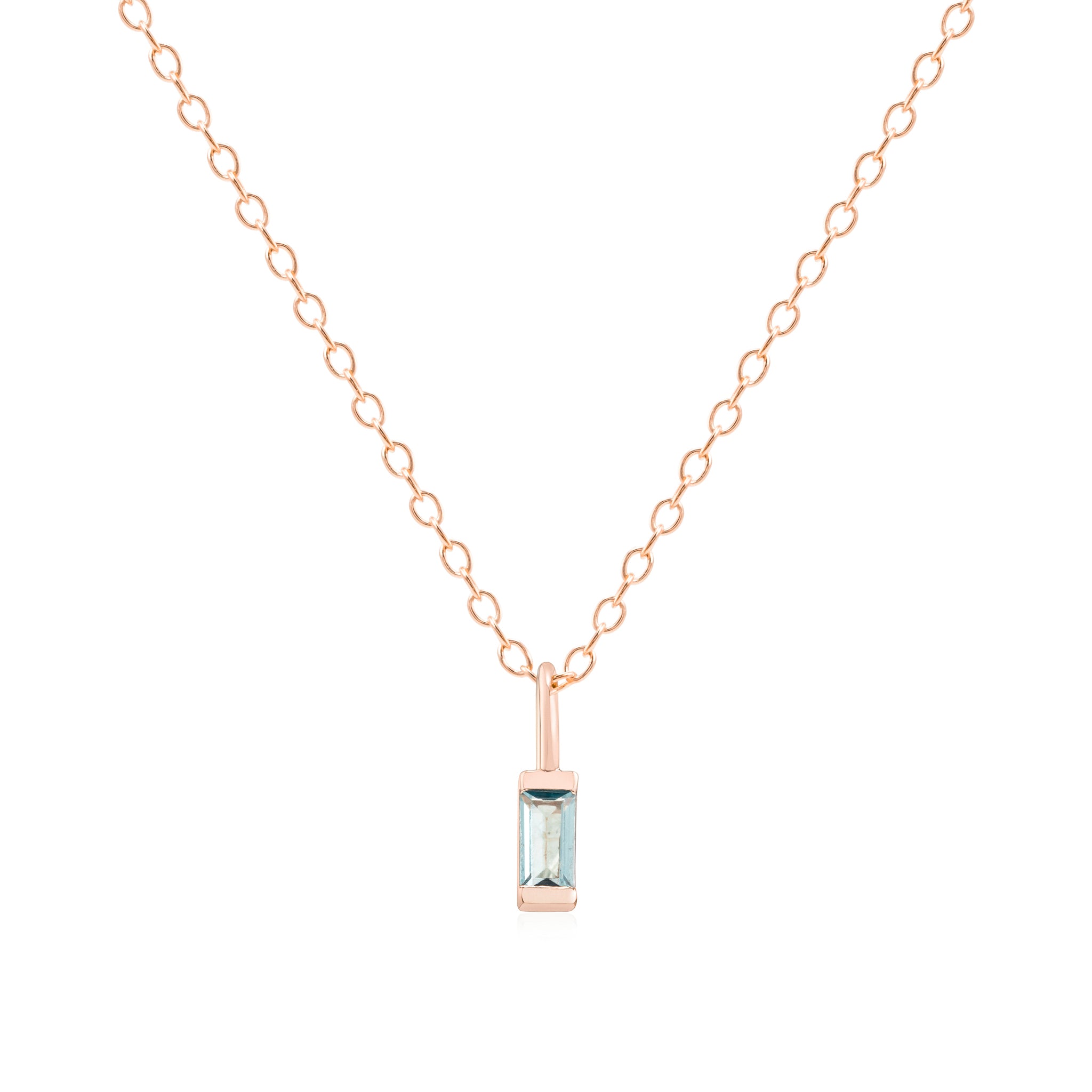 March Birthstone Necklace - rose gold