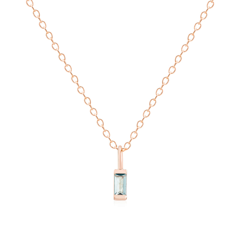 March Birthstone Necklace - rose gold