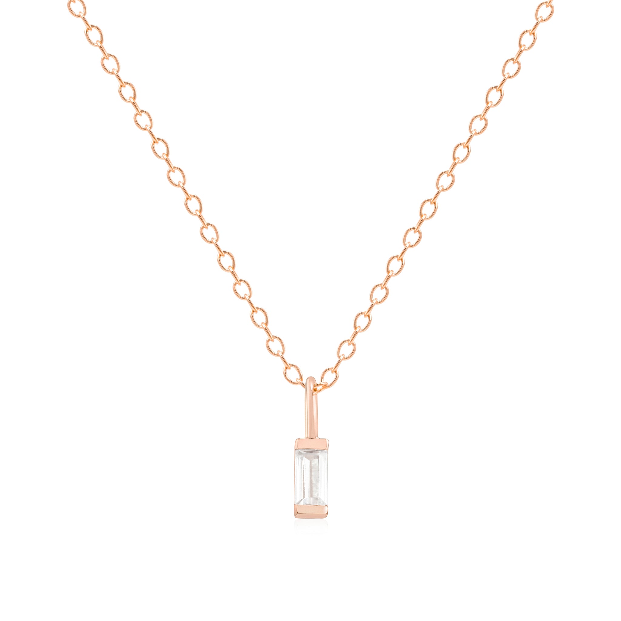 Rose Gold April Birthstone Necklace - Mint Kiss