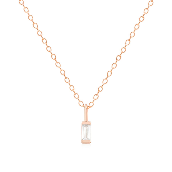 Rose Gold April Birthstone Necklace - Mint Kiss