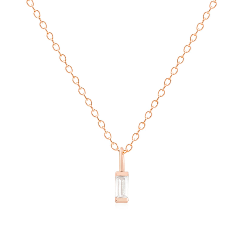 Rose Gold April Birthstone Necklace - Mint Kiss