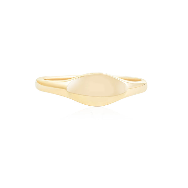 9K Solid Gold Signet Ring - Mint Kiss