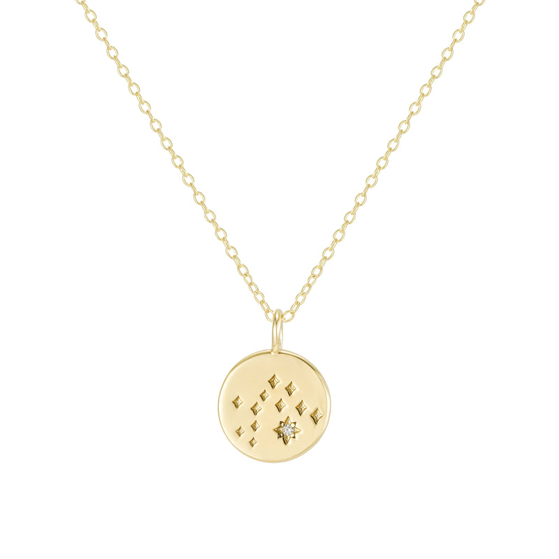 Gold Aquarius Zodiac Constellation Necklace