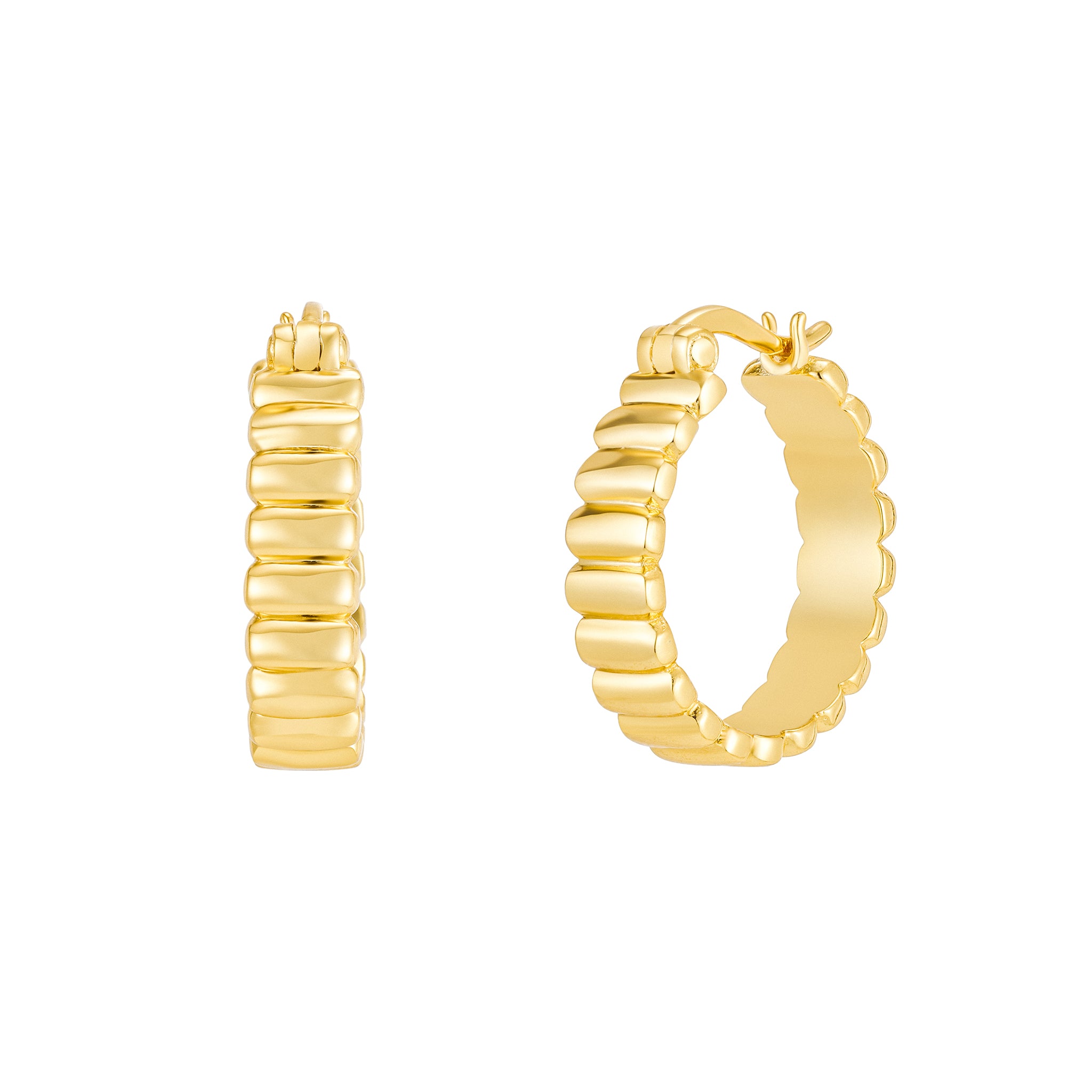 Gold Statement Ribbed Hoops