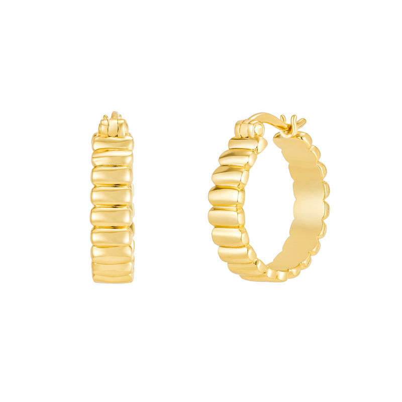 Gold Statement Ribbed Hoops