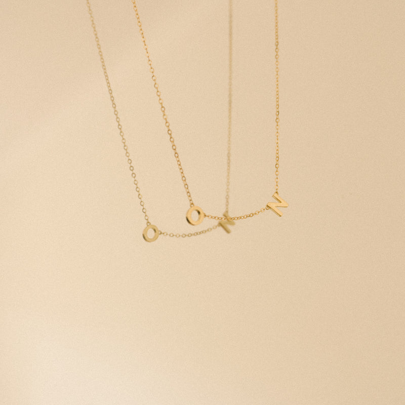 9K Solid Gold Petite Initial Necklace