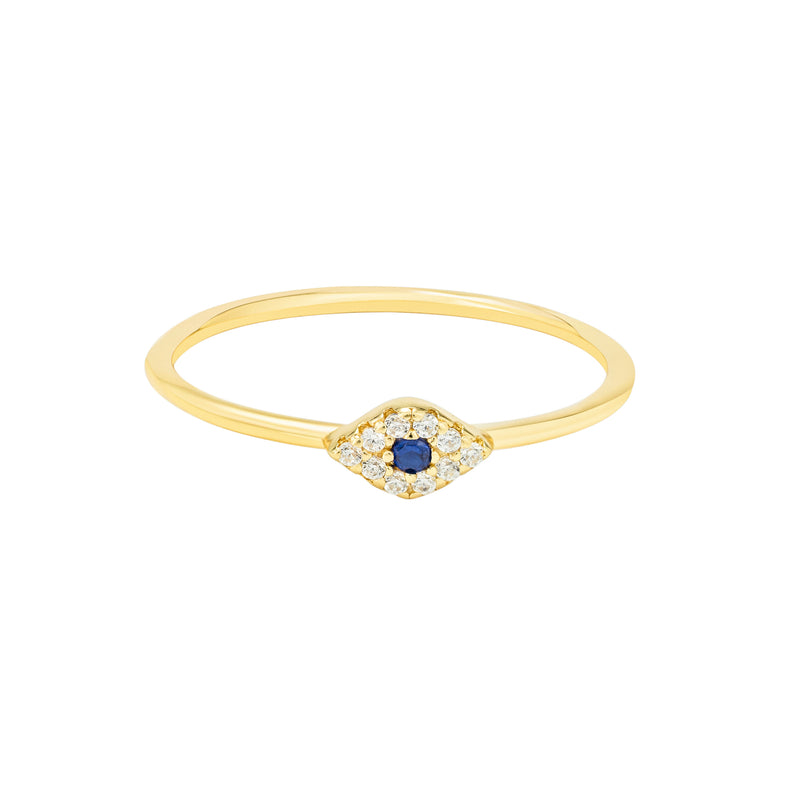 Gold Sapphire Evil Eye Ring