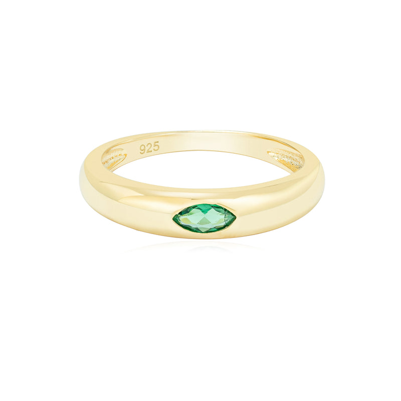Gold Oval Emerald Dome Ring