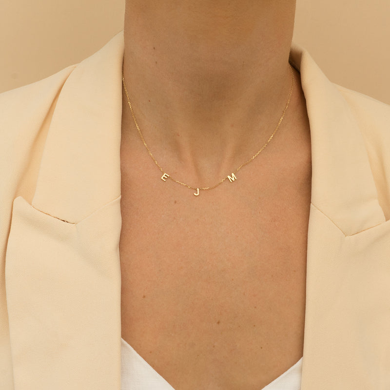 9K Solid Gold Petite Initial Necklace