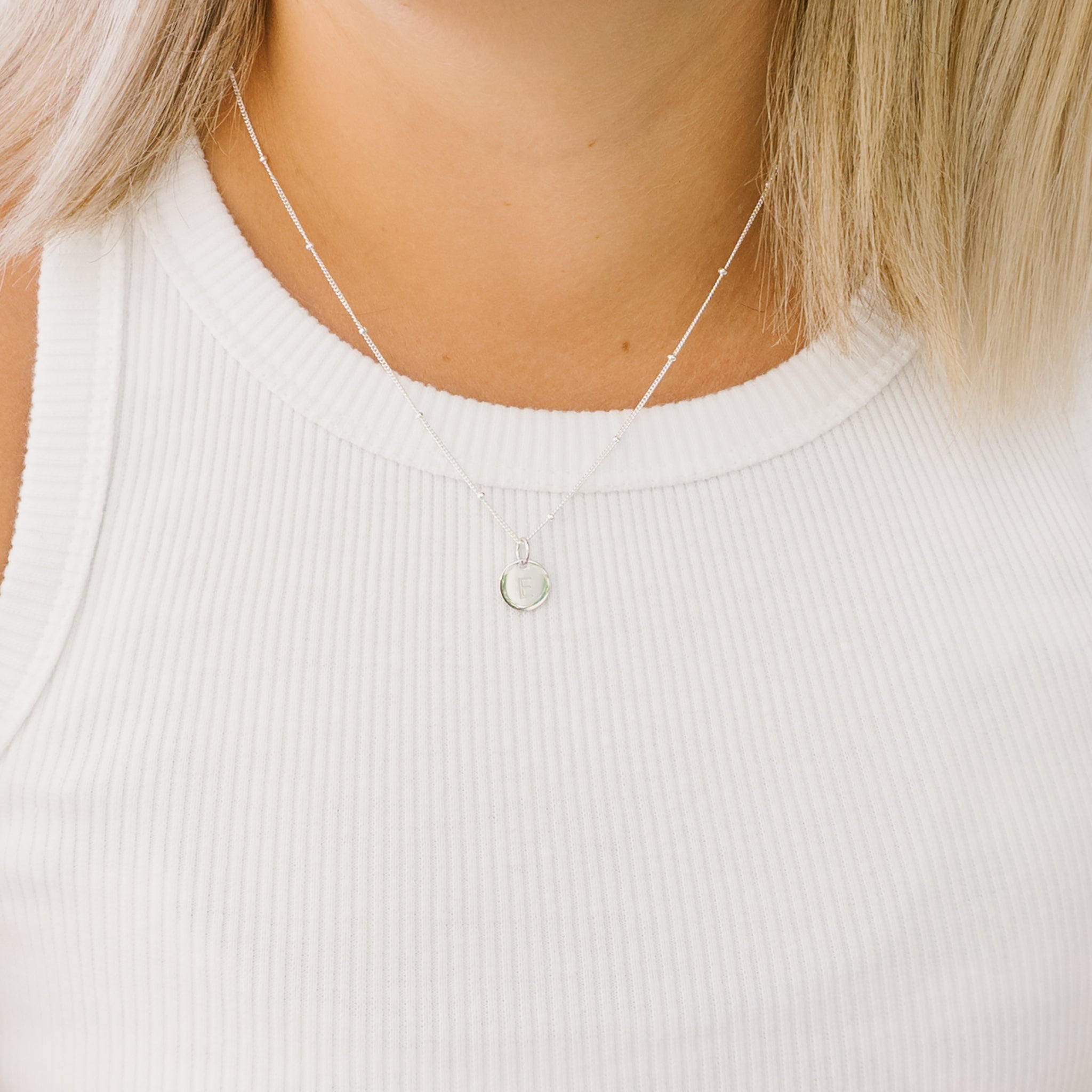 Silver Initial Disc Necklace