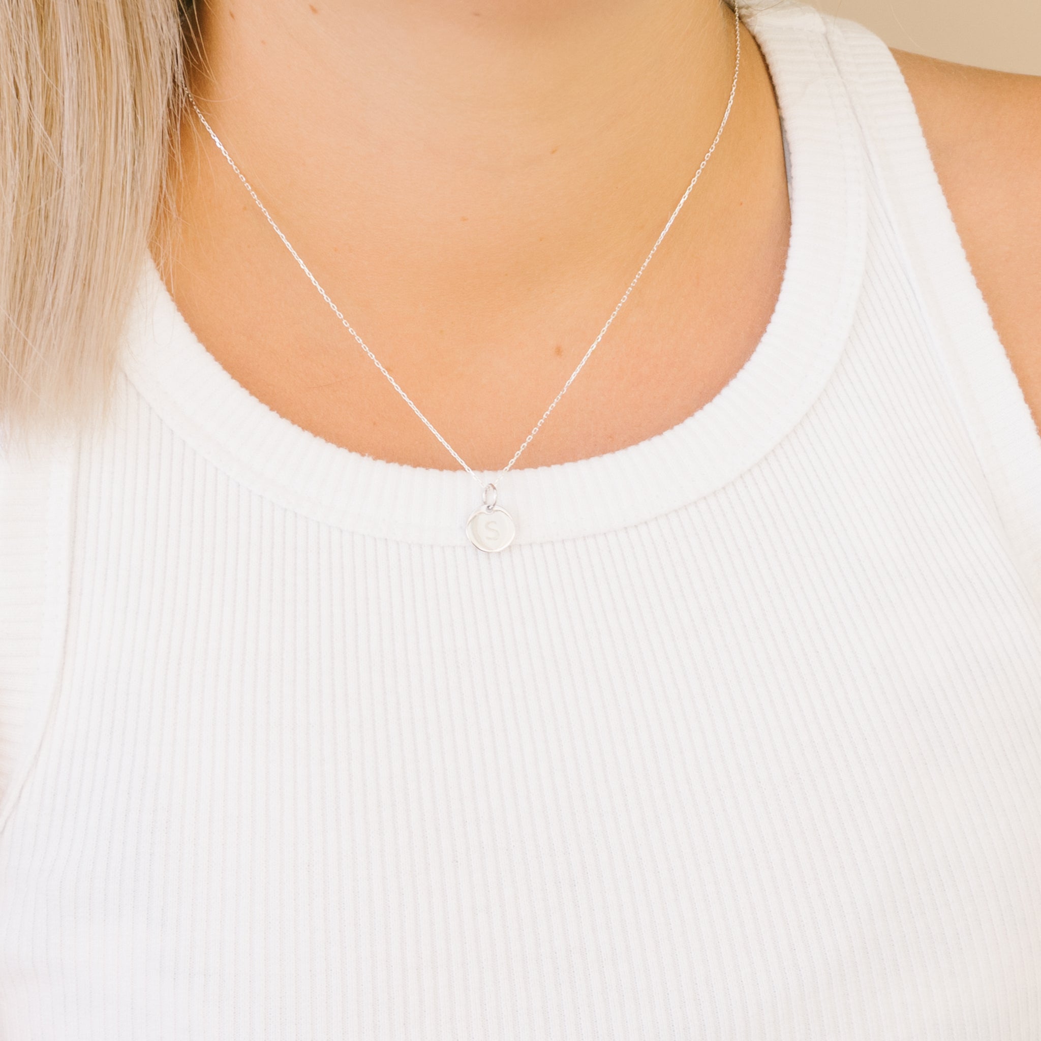 Silver Initial Disc Necklace